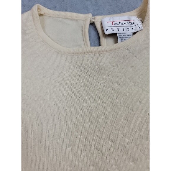 Vintage Talbots Pullover Sweater Womens Petite M Cream Beige Knit Wool Soft EUC - Picture 4 of 12